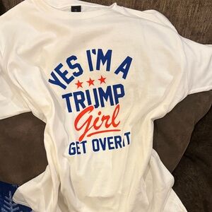 Gildan White Tee with Blue and Red Print